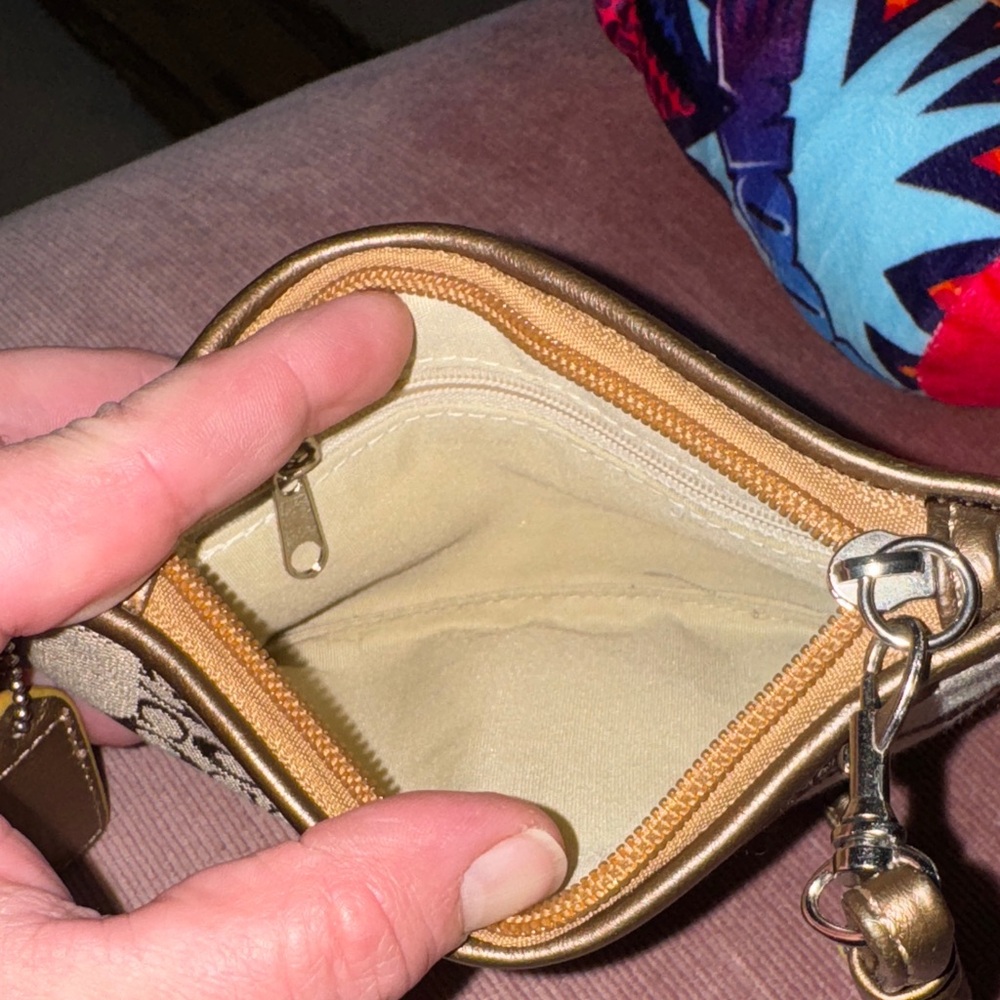 Coach Tan and Brown Signature Wristlet - Picture 9 of 11